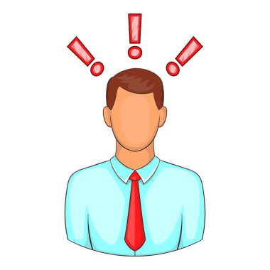 Ünlem işareti simgesi, karikatür tarzı olan adam