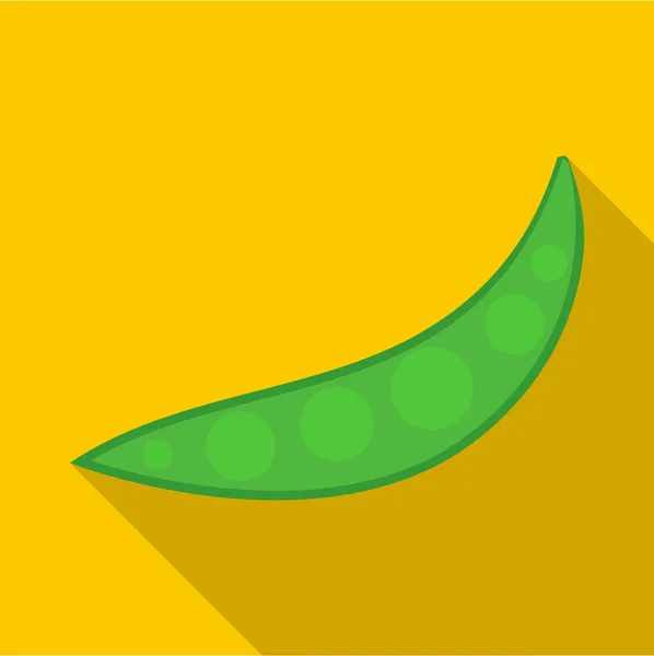 Свіжий зелений гороховий значок, плоский стиль — стоковий вектор