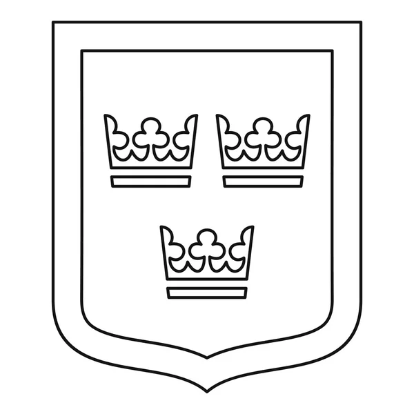 Escudo de armas de Suecia icono, esquema de estilo — Vector de stock