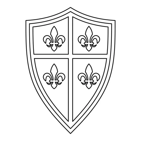 Значок королевского щита, стиль контура — стоковый вектор