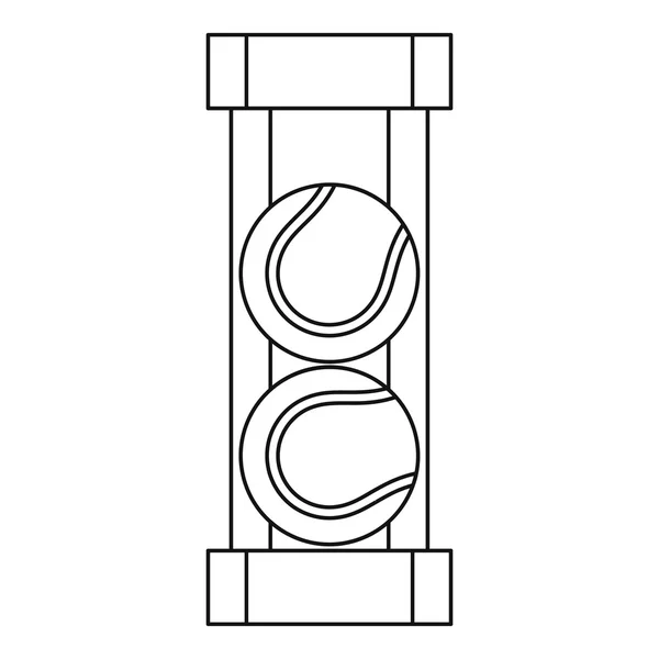 Verpakking van tennis ballen pictogram, Kaderstijl — Stockvector