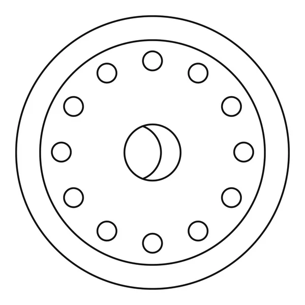 Icona rotonda scudo militare, stile contorno — Vettoriale Stock
