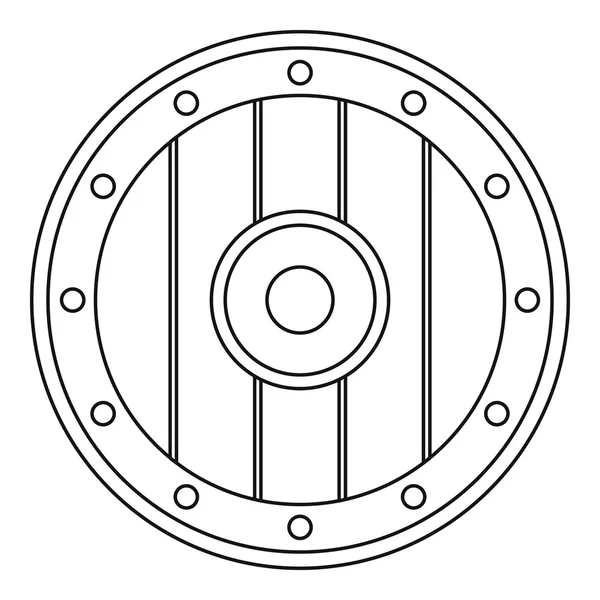 Icône bouclier de l'armée ronde, style contour — Image vectorielle