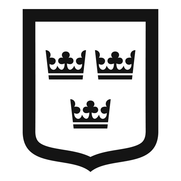 Escudo de armas de Suecia icono, estilo simple — Vector de stock