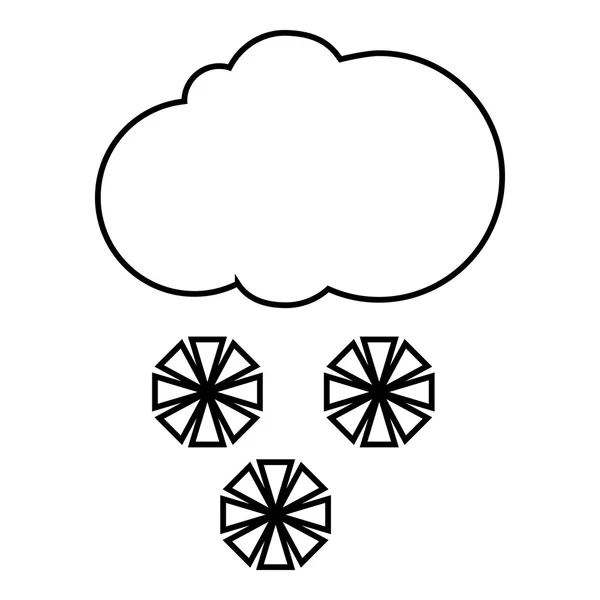 Иконка облака и снежинки, стиль контура — стоковый вектор
