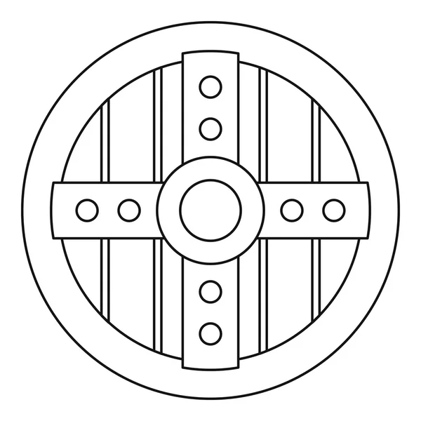 Icono de escudo protector redondo, estilo de contorno — Vector de stock