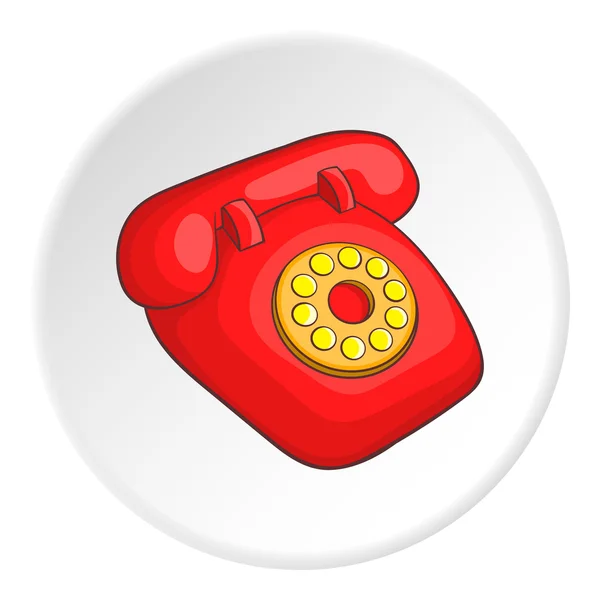 Retro červená telefonu ikonu, kreslený styl — Stockový vektor