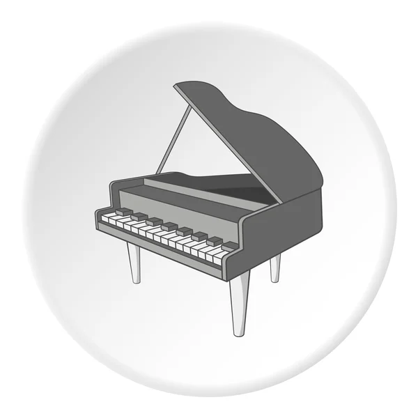 Ícone de piano de cauda preto, estilo cartoon — Vetor de Stock
