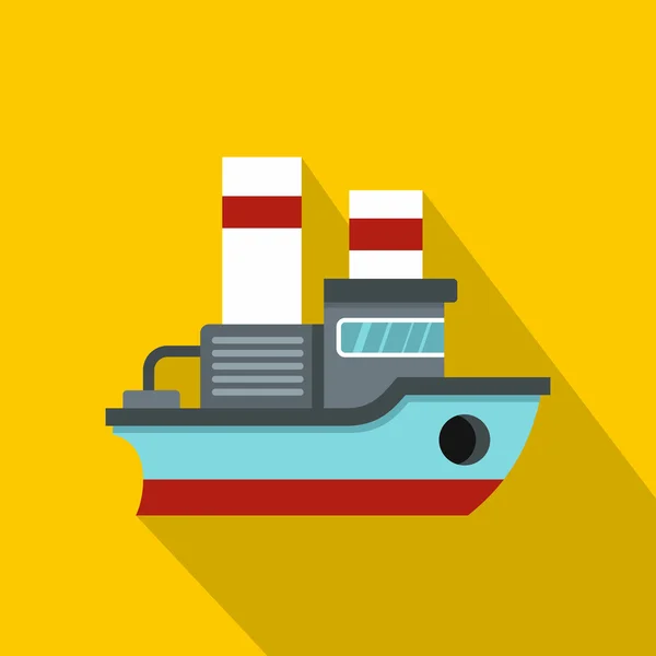 Icono de barco pequeño, estilo plano — Vector de stock