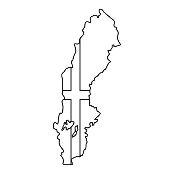 Карта Швеции иконка, стиль контура — стоковый вектор