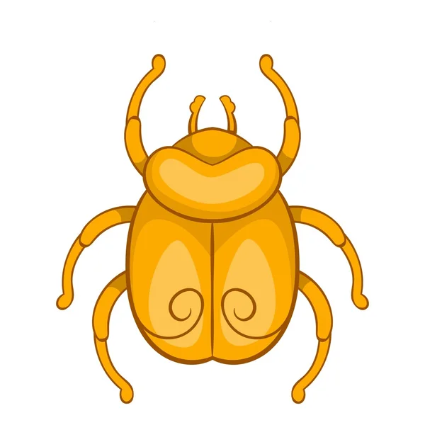 Zlatá egyptská scarab brouk ikona, kreslený styl — Stockový vektor