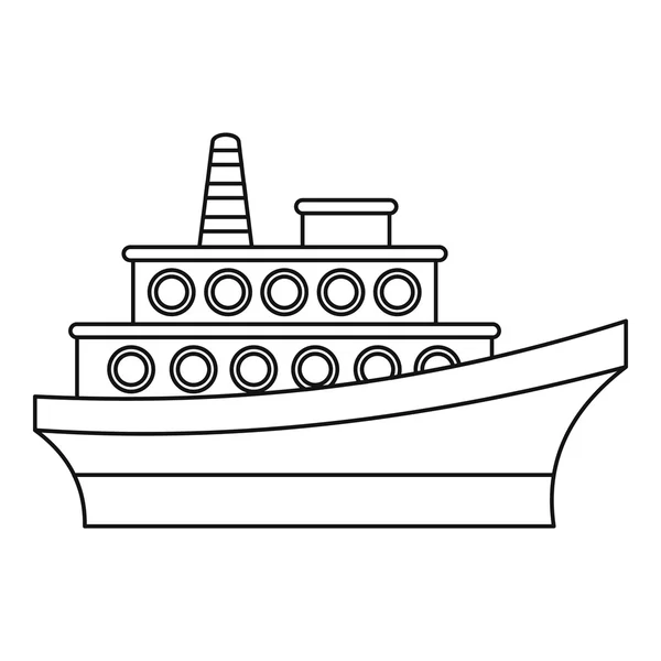 Grand navire icône, style contour — Image vectorielle