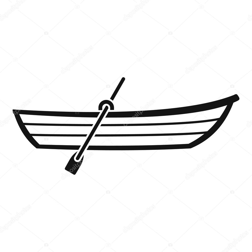 Boat with paddle icon, simple style