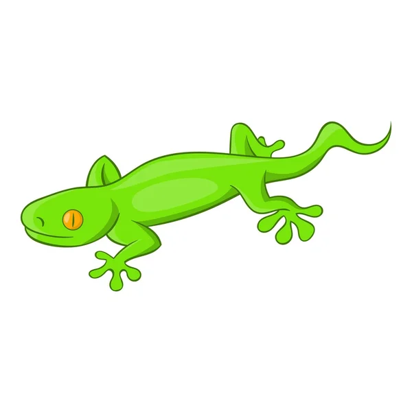 Green gecko lizard icon, cartoon style — Stock Vector