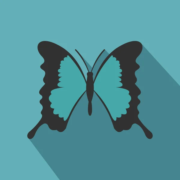 Butterfly met lange vleugels pictogram, vlakke stijl — Stockvector