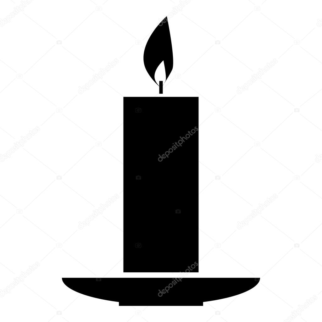 Burning candle icon, simple style