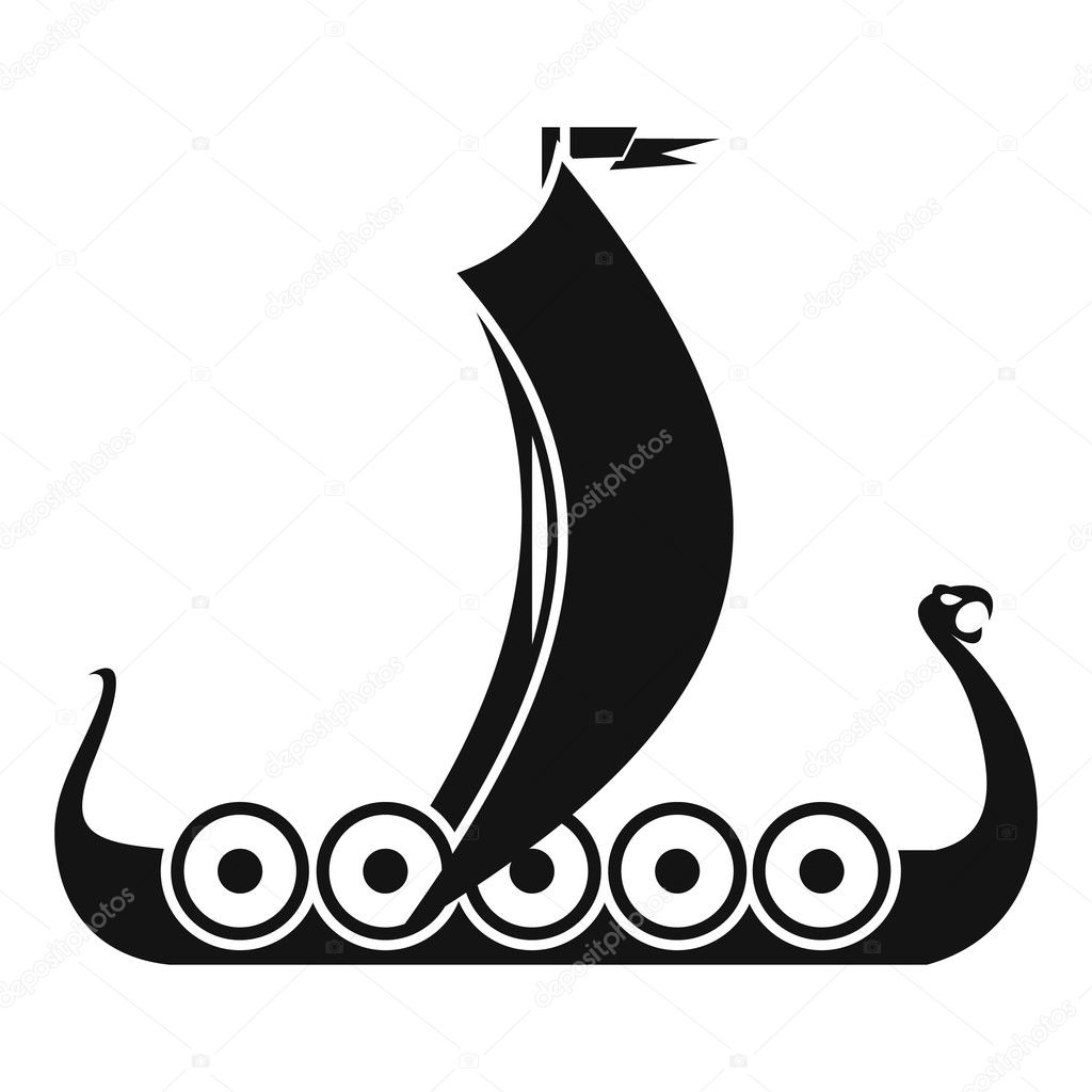 Medieval boat icon, simple style