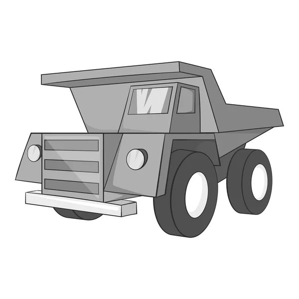 Dump truck icon, gray monochrome style — Stock Vector