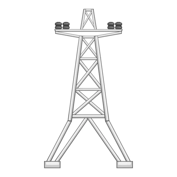 Ícone de torre de linha elétrica, estilo monocromático cinza — Vetor de Stock
