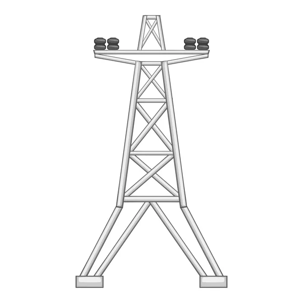 Icône de tour de ligne électrique, style monochrome gris — Image vectorielle