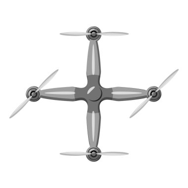 Drone simgesi, gri tek renkli stil