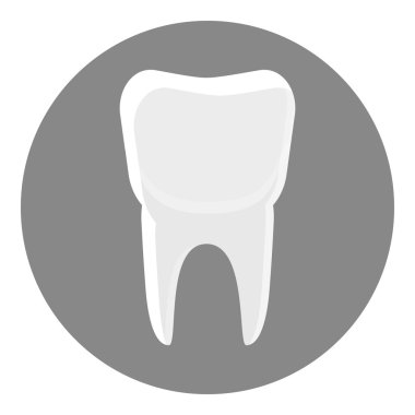 Beyaz diş simgesi, gri tek renkli stil