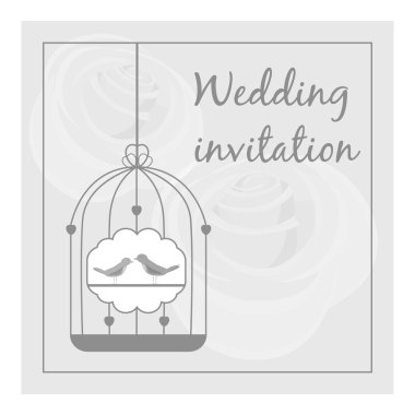 Düğün davetiye kartı simge gri tek renkli stil