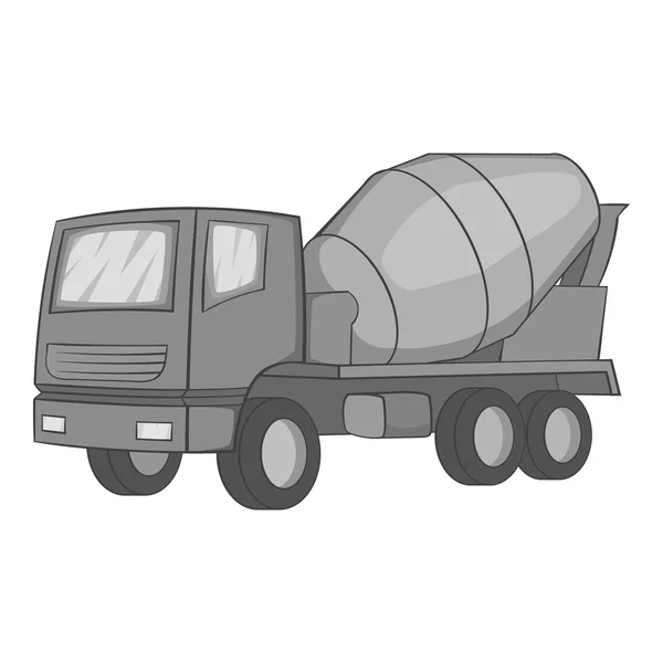 Concrete mixer icon, gray monochrome style — Stock Vector