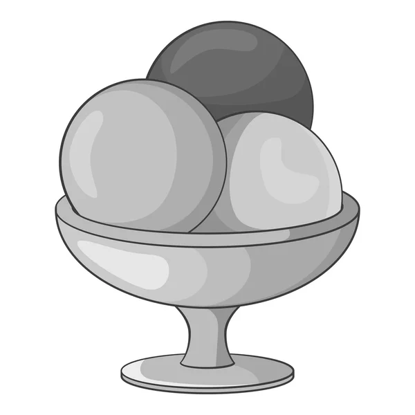 Ice cream balls icon, gray monochrome style — Stock Vector