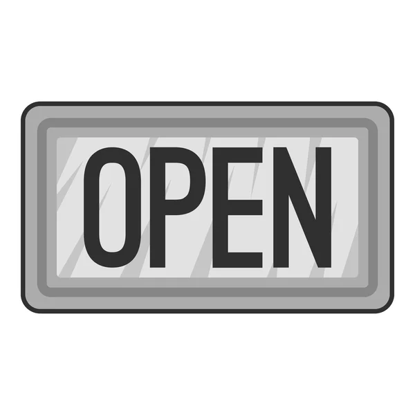 オープン プレート アイコン、灰色のモノクロ スタイル — ストックベクタ