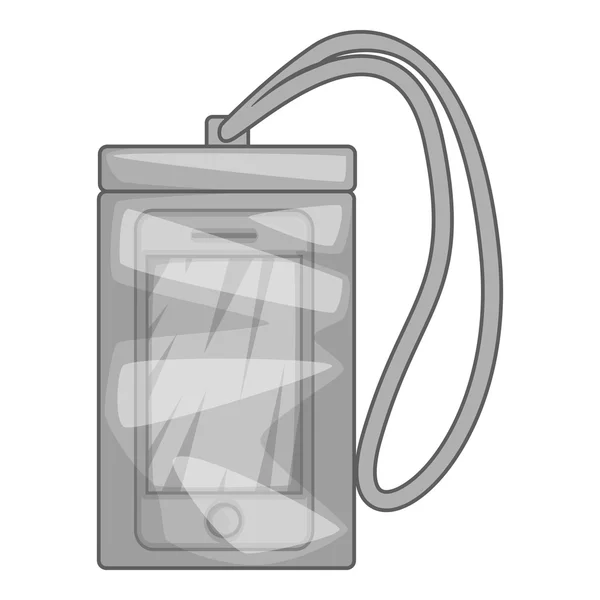 Vattentät fall telefonikonen, grå svartvit stil — Stock vektor