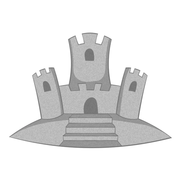Sand castle icon, gray monochrome style — Stock Vector
