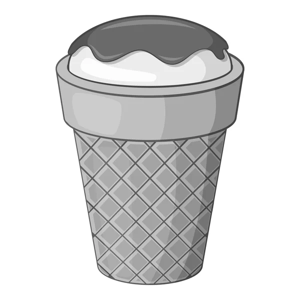 Delicioso icono de helado, estilo gris monocromo — Archivo Imágenes Vectoriales