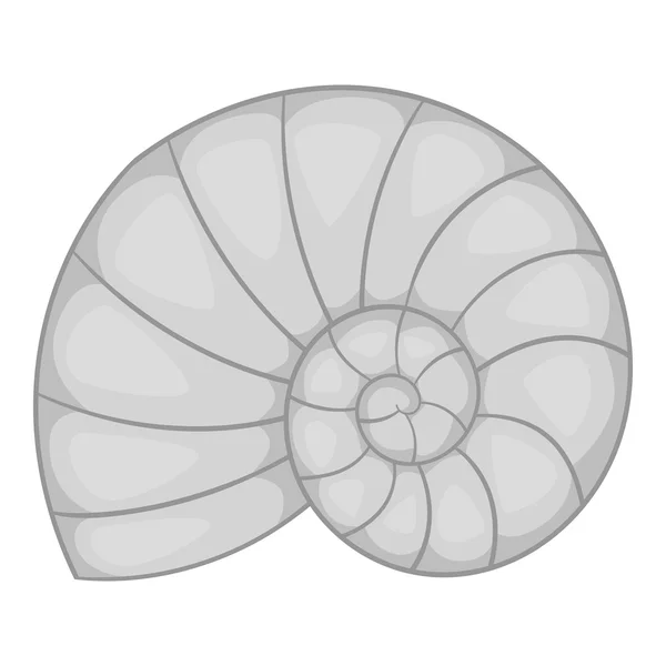Icône coquille de mer, style monochrome gris — Image vectorielle