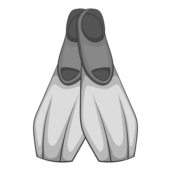 ダイビング足ひれアイコン、灰色のモノクロ スタイル — ストックベクタ