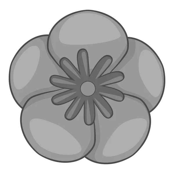 Icône coréenne Rose de Sharon, style monochrome gris — Image vectorielle