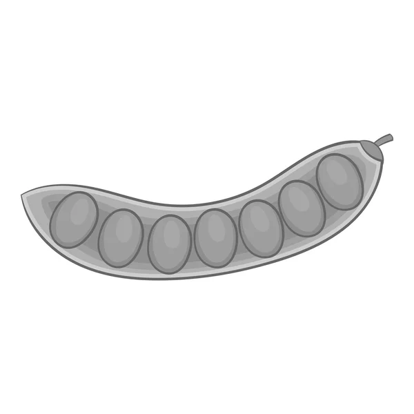 Icono de vaina de guisante, estilo monocromo gris — Vector de stock
