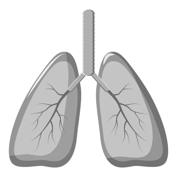 Icono de pulmones humanos, estilo monocromo gris — Vector de stock