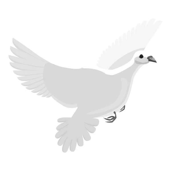 Icono de paloma blanca, estilo monocromo gris — Vector de stock