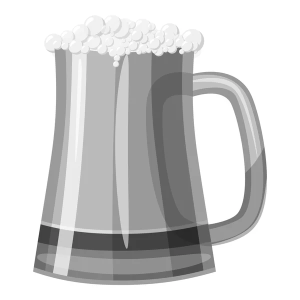 Caneca de ícone de cerveja, estilo monocromático cinza —  Vetores de Stock