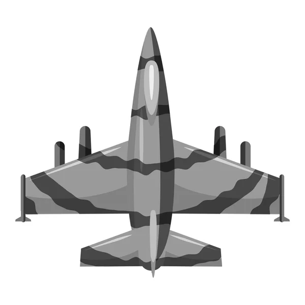Military aircraft icon, gray monochrome style — Stock Vector