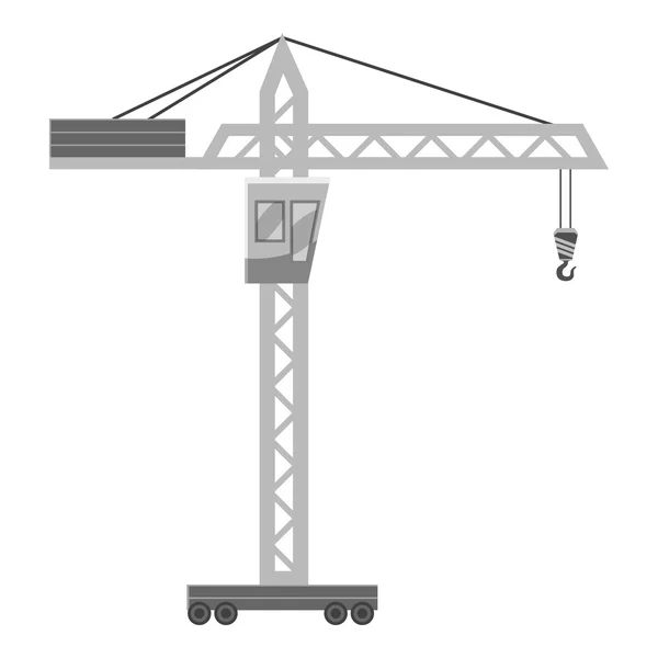 Icono de grúa de elevación, estilo monocromo gris — Vector de stock