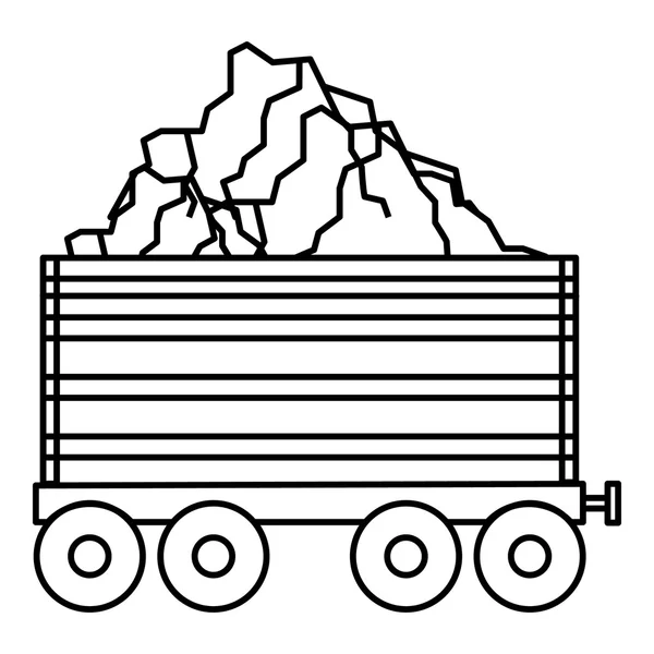 Kömür arabası simgesi, anahat stili — Stok Vektör