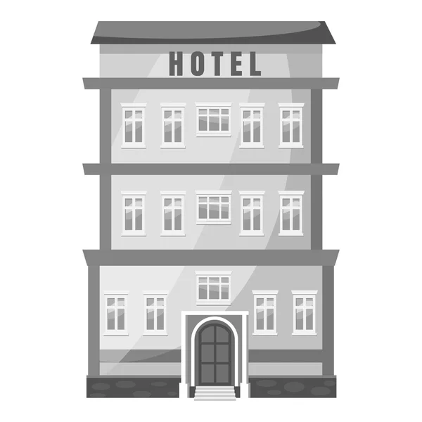 ホテル建物のアイコンは、灰色のモノクロ スタイル — ストックベクタ