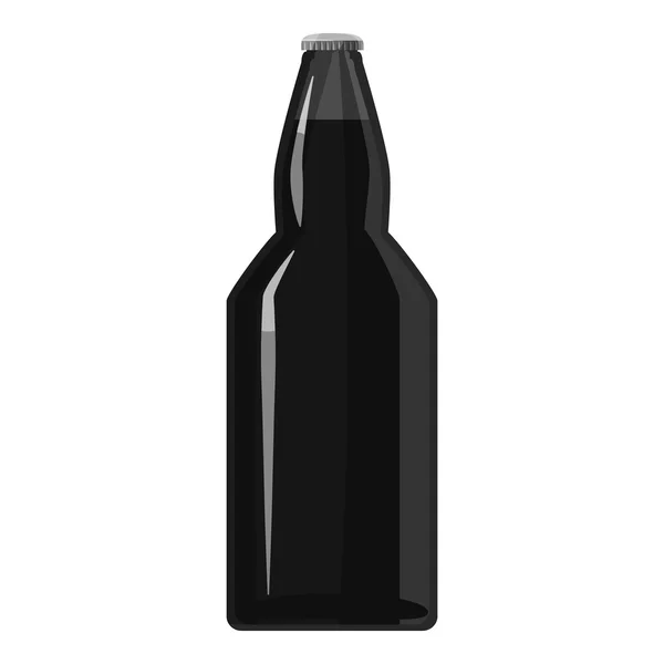 Dark beer bottle icon, gray monochrome style — Stock Vector