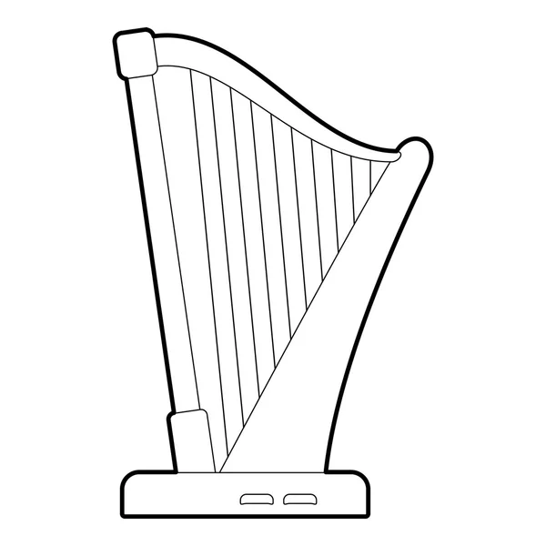Harp icon, outline style — Stock Vector