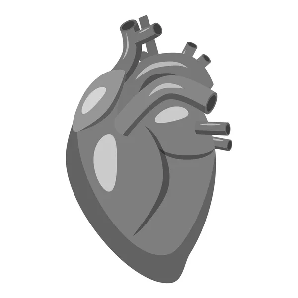 Icono del corazón humano, estilo monocromo gris — Vector de stock