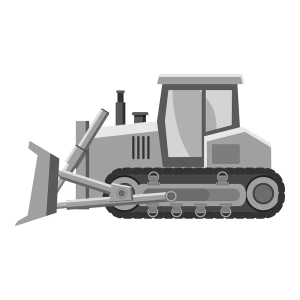 Buldozer monochromatický styl ikon, šedá — Stockový vektor