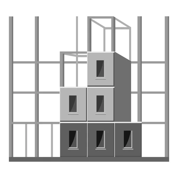 建物建設アイコン、灰色のモノクロ スタイル — ストックベクタ