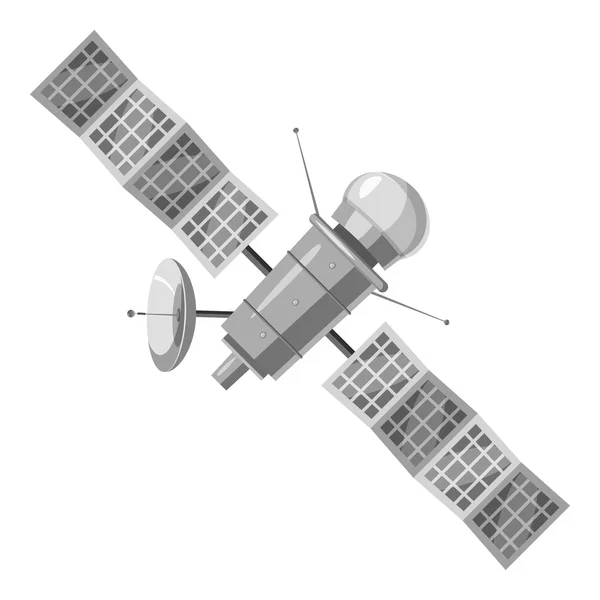 우주 위성 아이콘, 회색 단색 스타일 — 스톡 벡터